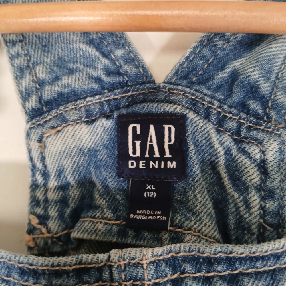 Gap‎ Denim Overalls Kids Size XL (12) Light Wash Blue Adjustable Straps Bibs